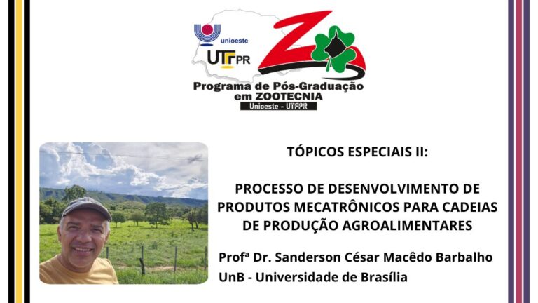 Disciplina Isolada – Tópicos Especiais II: Processo de desenvolvimento de produtos mecatrônicos para cadeias de produção agroalimentares. Inscrições até 30/10/2024.